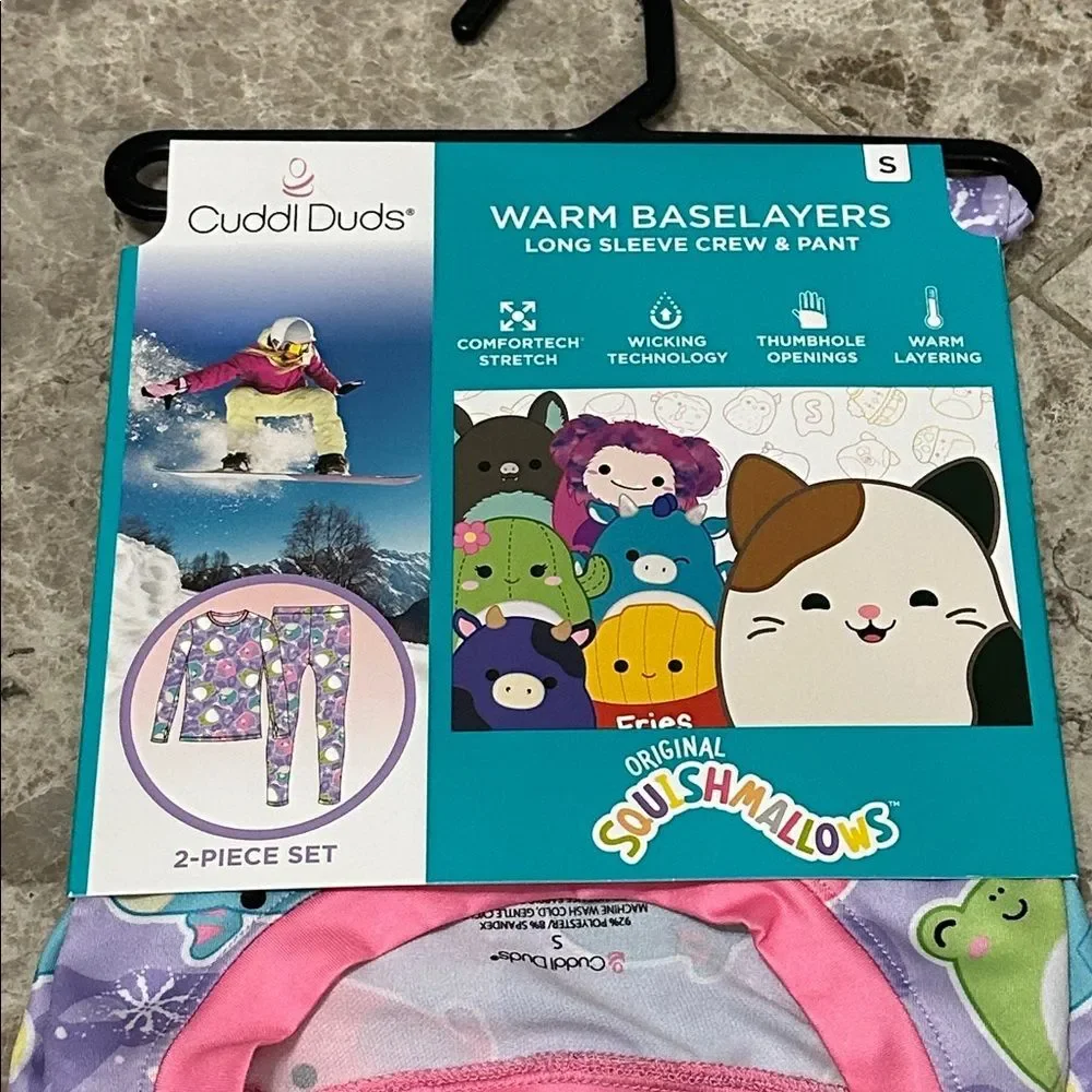 Cuddl Duds Squishmallows Base Layer Set 2pc Stretch Poly NEW Small 6/6X